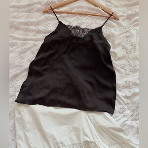 Forever 21 Black Satin Lace Tank Top